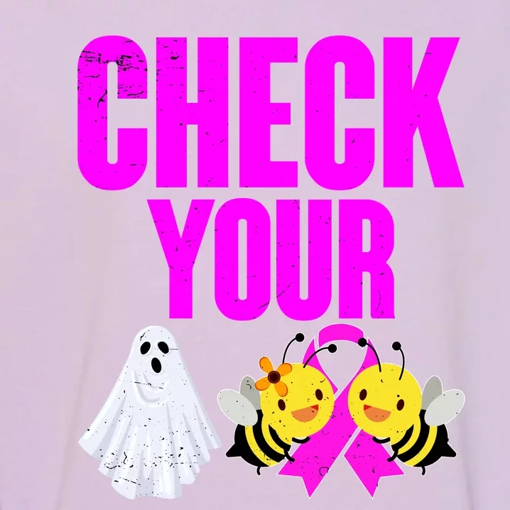 Check Your Boo Bees Breast Cancer Halloween Cute Garment-Dyed Sweatshirt