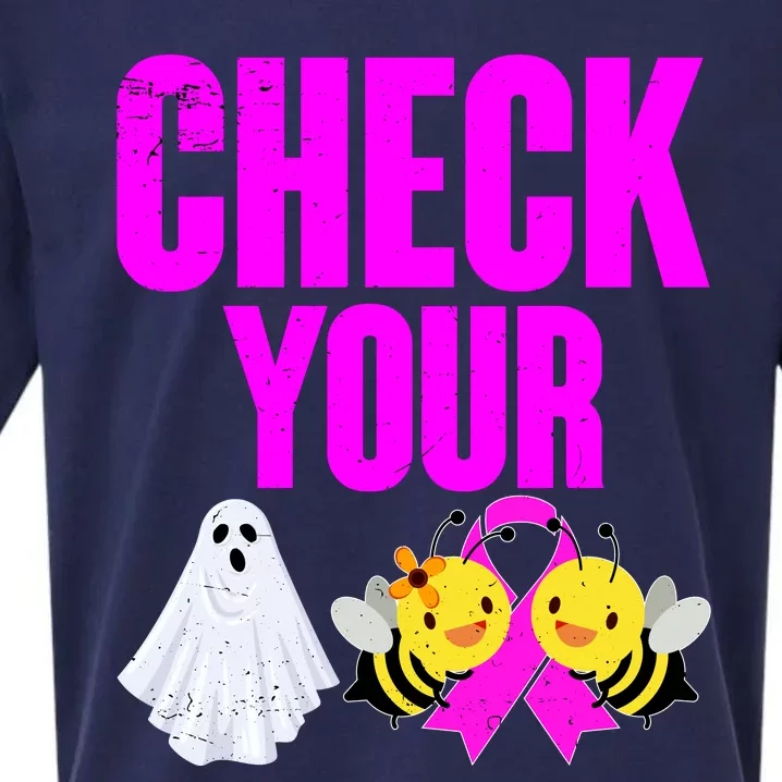 Check Your Boo Bees Breast Cancer Halloween Cute Sueded Cloud Jersey T-Shirt