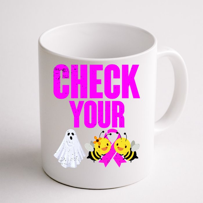 Check Your Boo Bees Breast Cancer Halloween Cute Front & Back Coffee Mug