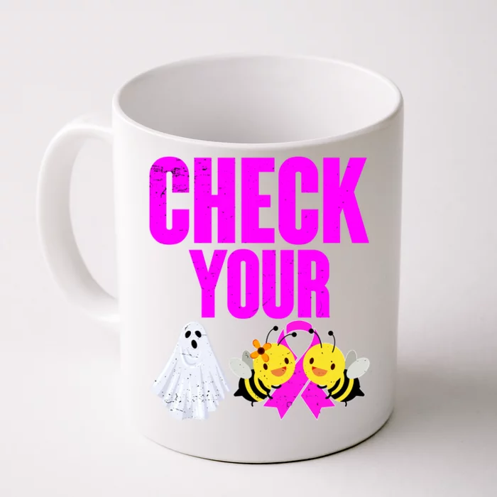 Check Your Boo Bees Breast Cancer Halloween Cute Front & Back Coffee Mug