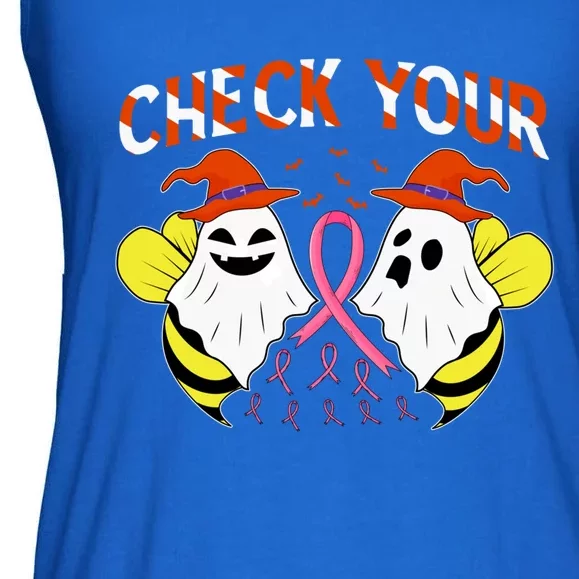 Check Your Boo Bees Breast Cancer Ghost Halloween Funny Gift Ladies Essential Flowy Tank