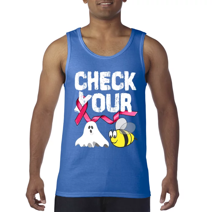 Check Your Boo Bees Funny Breast Cancer Halloween Gift Tank Top