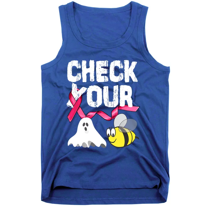 Check Your Boo Bees Funny Breast Cancer Halloween Gift Tank Top