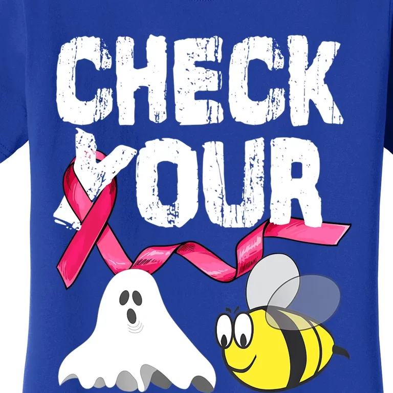 Check Your Boo Bees Funny Breast Cancer Halloween Gift Women's T-Shirt