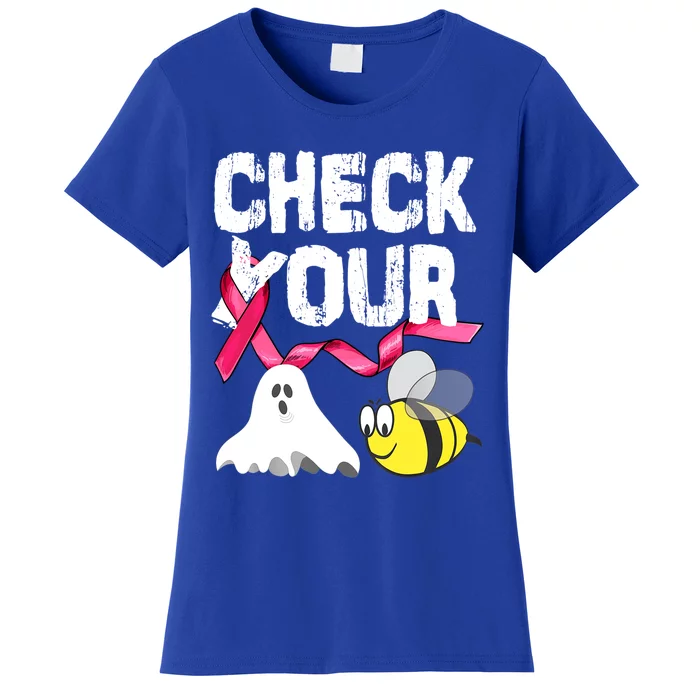 Check Your Boo Bees Funny Breast Cancer Halloween Gift Women's T-Shirt