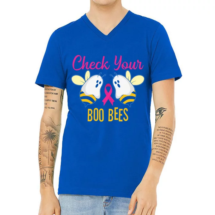 Check Your Boo Bees Breast Cancer Squad Tribe Great Gift V-Neck T-Shirt