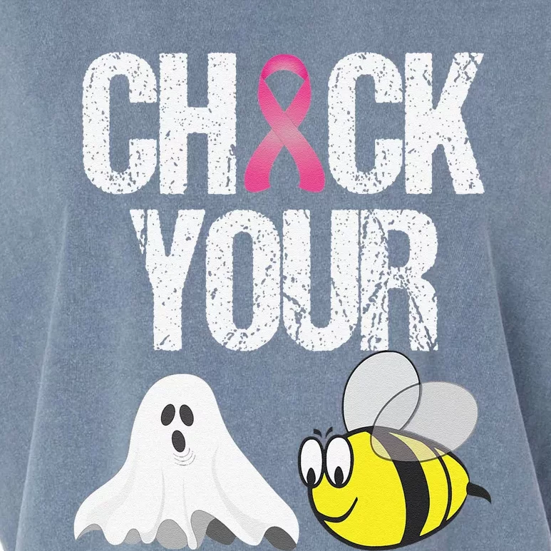 Check Your Boo Bees Funny Breast Cancer Halloween Gift Garment-Dyed Women's Muscle Tee