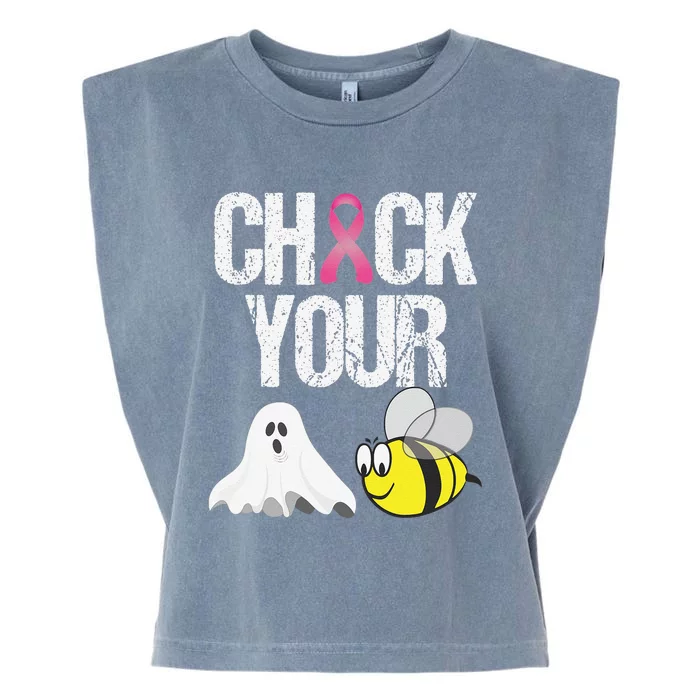 Check Your Boo Bees Funny Breast Cancer Halloween Gift Garment-Dyed Women's Muscle Tee