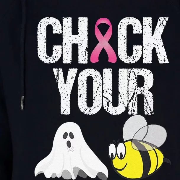 Check Your Boo Bees Funny Breast Cancer Halloween Gift Womens Funnel Neck Pullover Hood