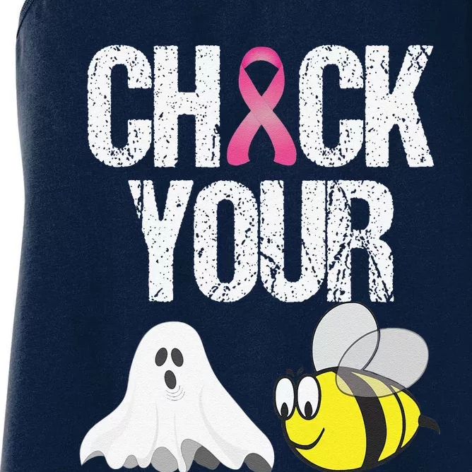 Check Your Boo Bees Funny Breast Cancer Halloween Gift Women's Racerback Tank