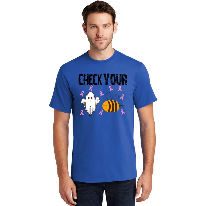 Check Your Boo Bees Funny Breast Cancer Halloween Funny Gift Tall T-Shirt