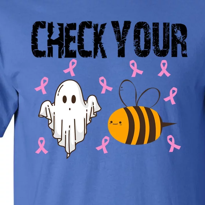 Check Your Boo Bees Funny Breast Cancer Halloween Funny Gift Tall T-Shirt