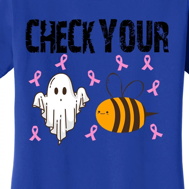 Check Your Boo Bees Funny Breast Cancer Halloween Funny Gift Women's T-Shirt