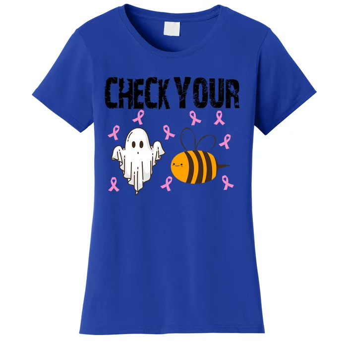 Check Your Boo Bees Funny Breast Cancer Halloween Funny Gift Women's T-Shirt