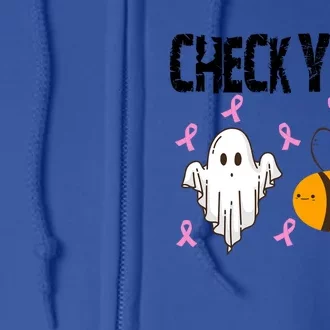 Check Your Boo Bees Funny Breast Cancer Halloween Funny Gift Full Zip Hoodie