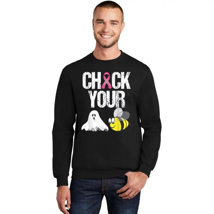 Check Your Boo Bees Shirt Funny Breast Cancer Halloween Gift Tall Sweatshirt