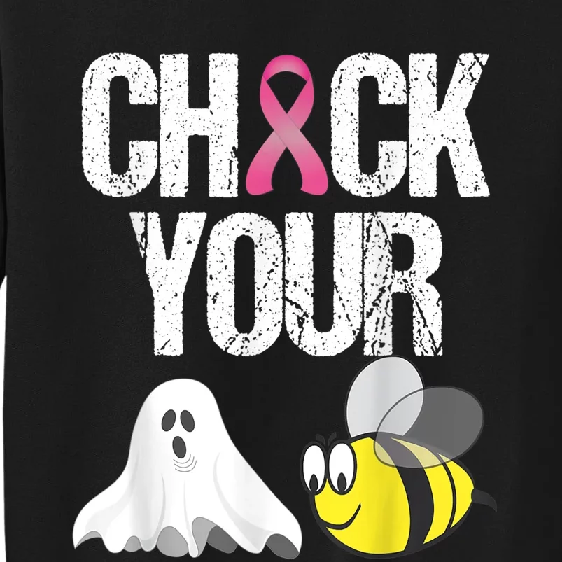 Check Your Boo Bees Shirt Funny Breast Cancer Halloween Gift Tall Sweatshirt