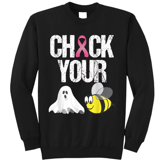 Check Your Boo Bees Shirt Funny Breast Cancer Halloween Gift Tall Sweatshirt