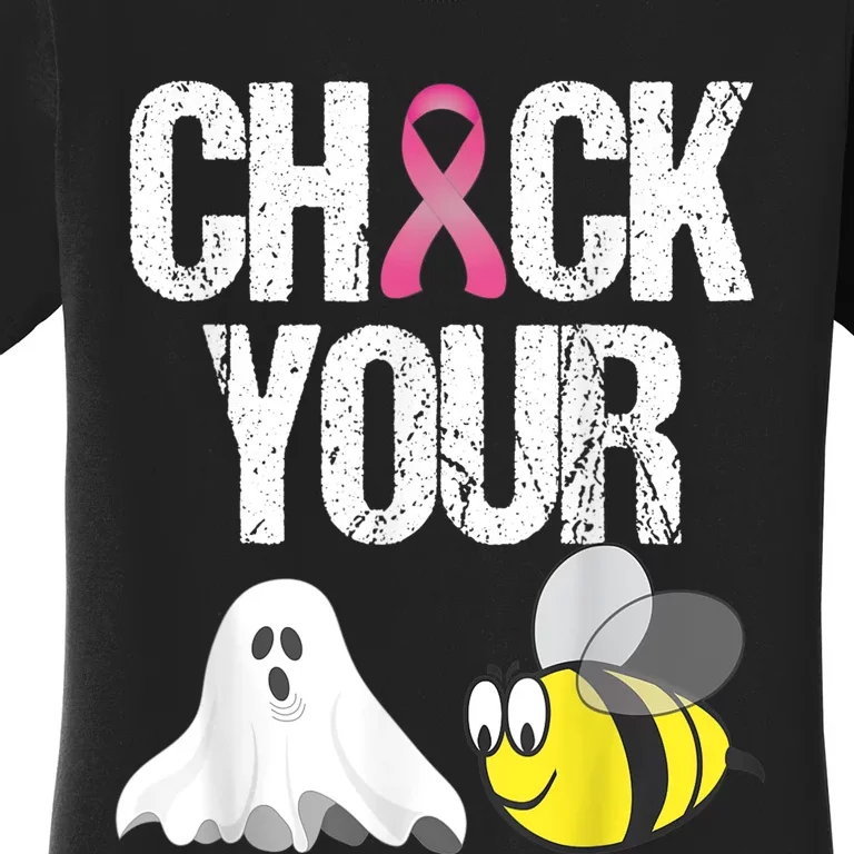 Check Your Boo Bees Shirt Funny Breast Cancer Halloween Gift Women's T-Shirt