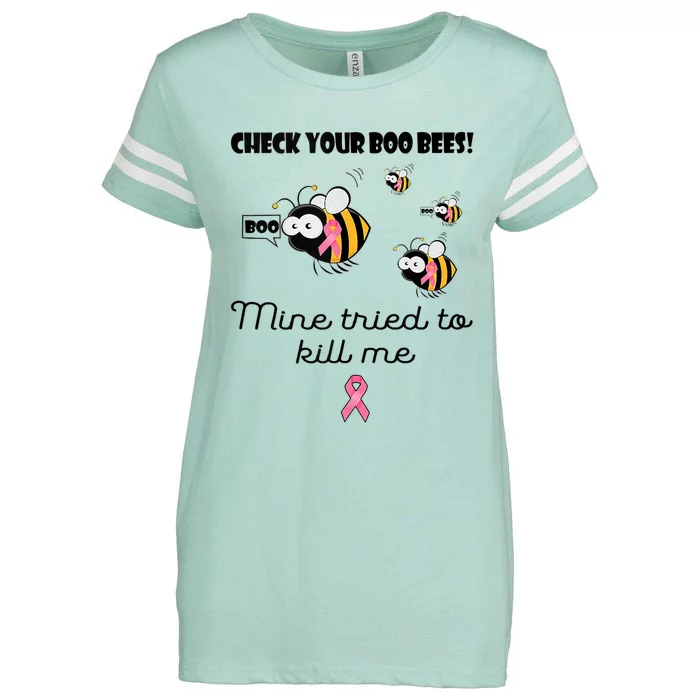 Check Your Boo Bees Mine Tried To Breast Cancer Awareness Enza Ladies Jersey Football T-Shirt