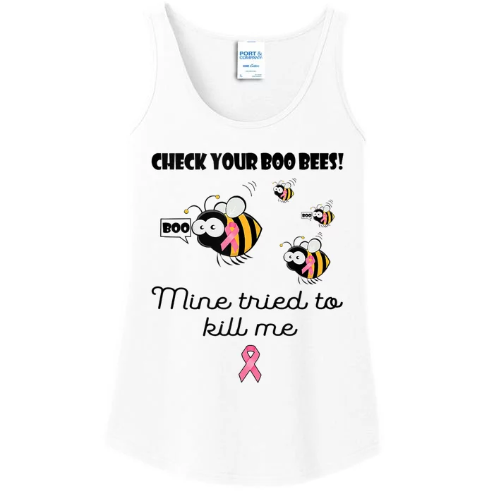 Check Your Boo Bees Mine Tried To Breast Cancer Awareness Ladies Essential Tank