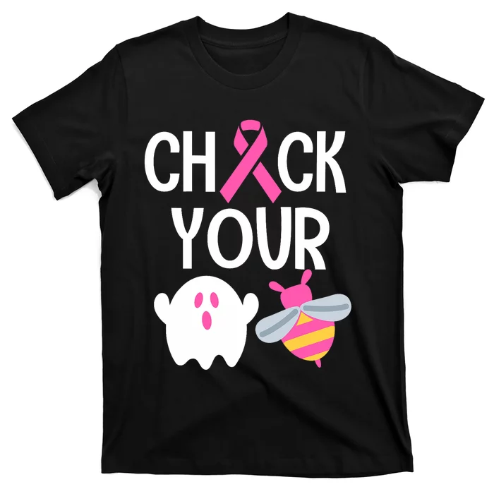 Check Your Breast Funny Cute Halloween Boo Bees T-Shirt