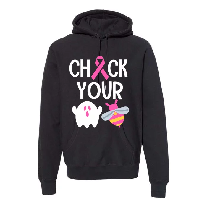 Check Your Breast Funny Cute Halloween Boo Bees Premium Hoodie