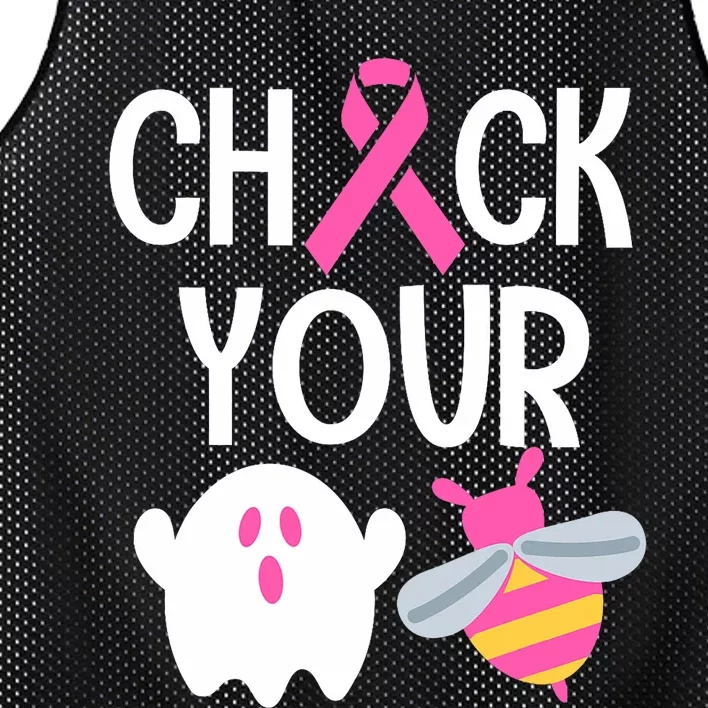 Check Your Breast Funny Cute Halloween Boo Bees Mesh Reversible Basketball Jersey Tank