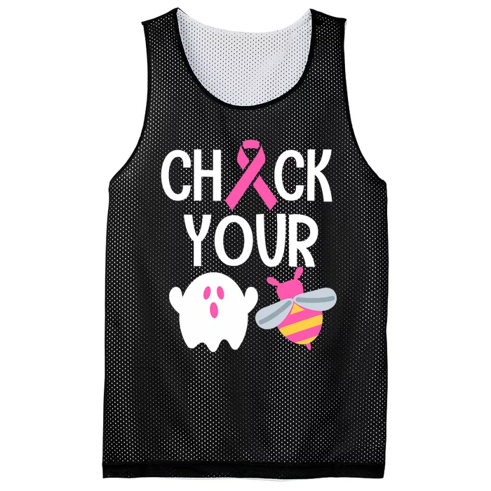 Check Your Breast Funny Cute Halloween Boo Bees Mesh Reversible Basketball Jersey Tank