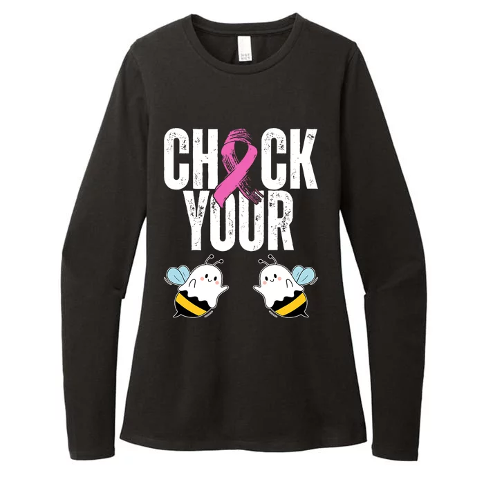 Check Your Boo Bees Funny Breast Cancer Halloween Womens CVC Long Sleeve Shirt