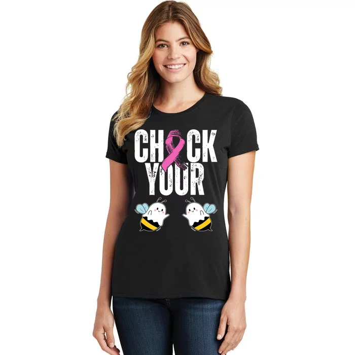 Check Your Boo Bees Funny Breast Cancer Halloween Women's T-Shirt