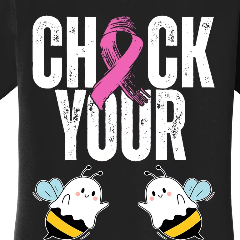 Check Your Boo Bees Funny Breast Cancer Halloween Women's T-Shirt