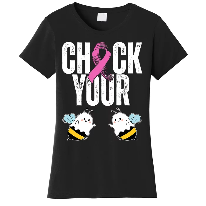 Check Your Boo Bees Funny Breast Cancer Halloween Women's T-Shirt