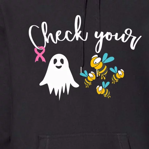 Check Your Boo Bees Breast Cancer Awareness Ribbon Premium Hoodie