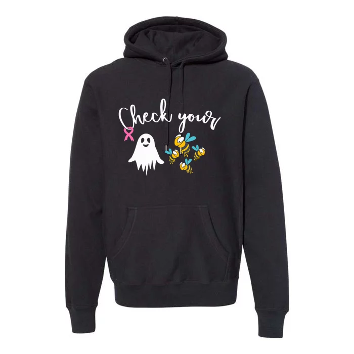 Check Your Boo Bees Breast Cancer Awareness Ribbon Premium Hoodie