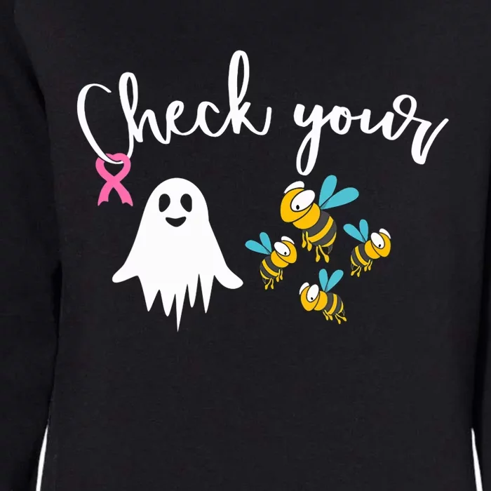 Check Your Boo Bees Breast Cancer Awareness Ribbon Womens California Wash Sweatshirt