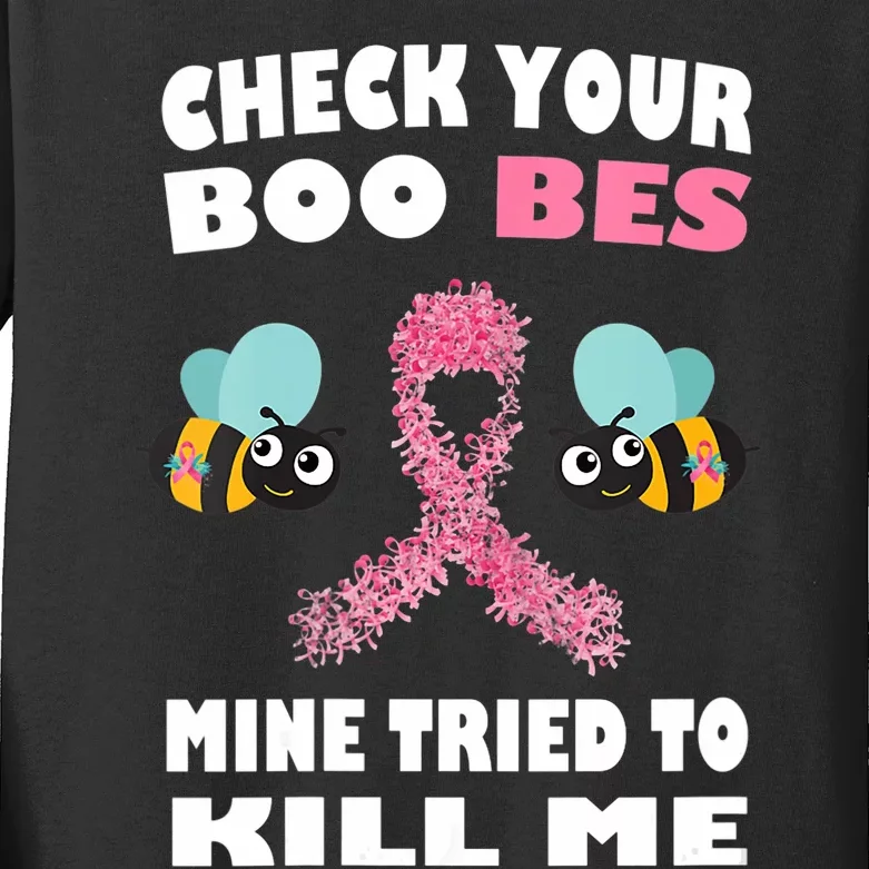 Check Your Boo Bees Mine Tried To Kill Me Funny Mothers Day Kids Long Sleeve Shirt