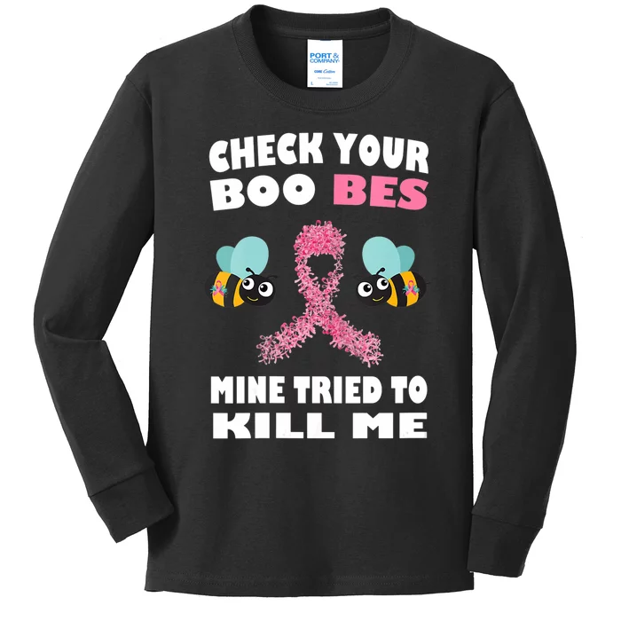 Check Your Boo Bees Mine Tried To Kill Me Funny Mothers Day Kids Long Sleeve Shirt