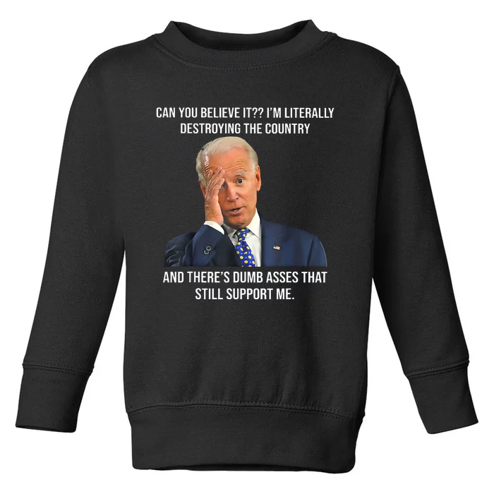 Can You Believe It Im Literally Destroying The Country Joe Biden Toddler Sweatshirt