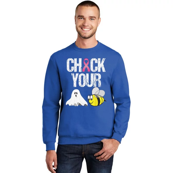 Check Your Boo Bees Funny Breast Cancer Halloween Gift Tall Sweatshirt