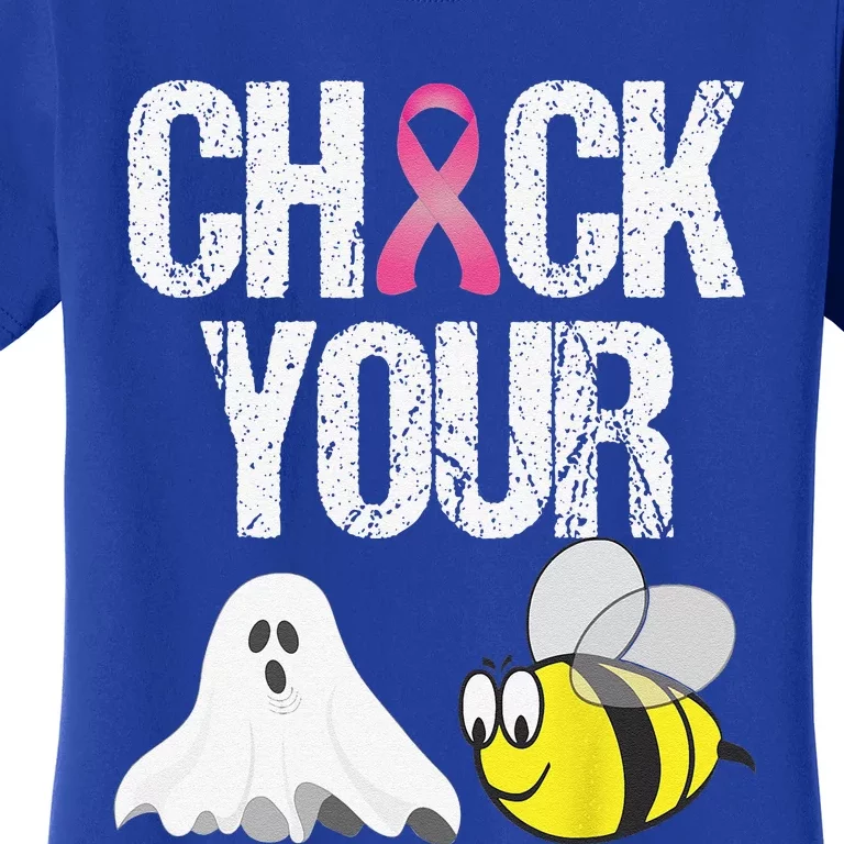 Check Your Boo Bees Funny Breast Cancer Halloween Gift Women's T-Shirt