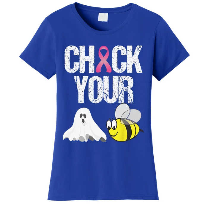 Check Your Boo Bees Funny Breast Cancer Halloween Gift Women's T-Shirt