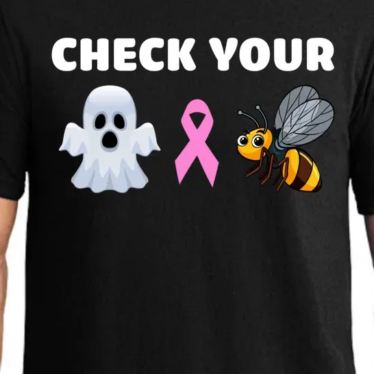 Check Your Boo Bees Funny Breast Cancer Awareness Halloween Gift Pajama Set