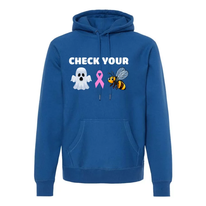 Check Your Boo Bees Funny Breast Cancer Awareness Halloween Gift Premium Hoodie