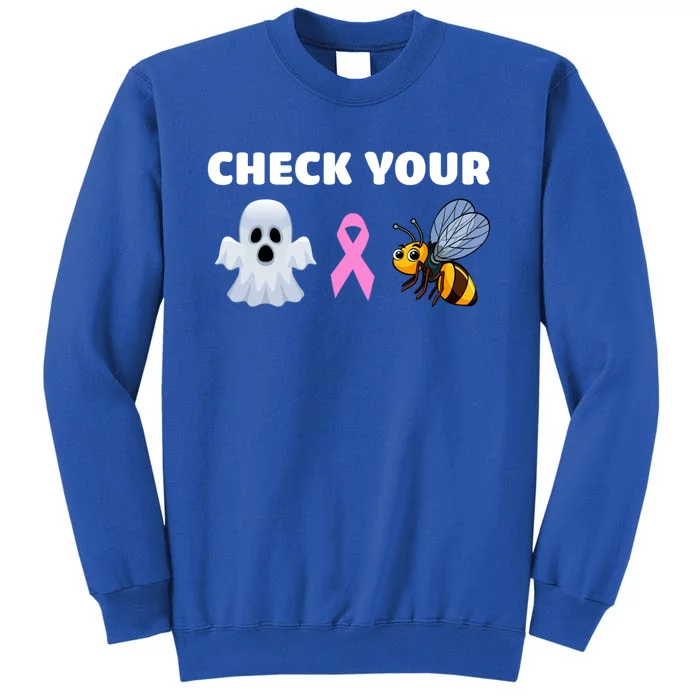 Check Your Boo Bees Funny Breast Cancer Awareness Halloween Gift Tall Sweatshirt