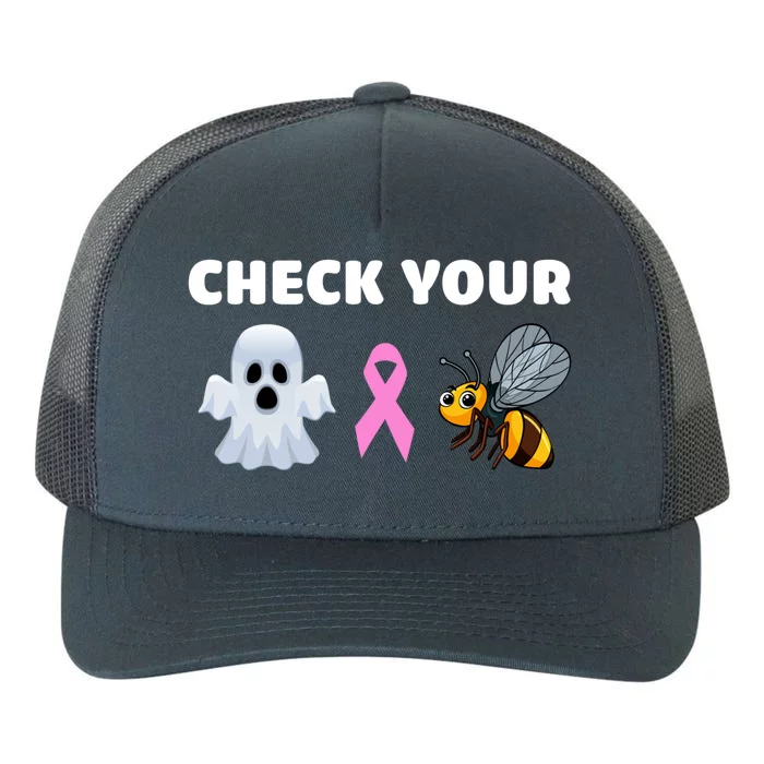 Check Your Boo Bees Funny Breast Cancer Awareness Halloween Gift Yupoong Adult 5-Panel Trucker Hat