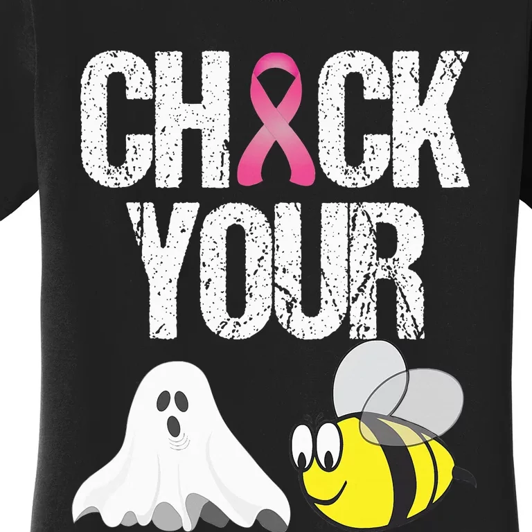 Check Your Boo Bees Funny Breast Cancer Halloween Gift Women's T-Shirt