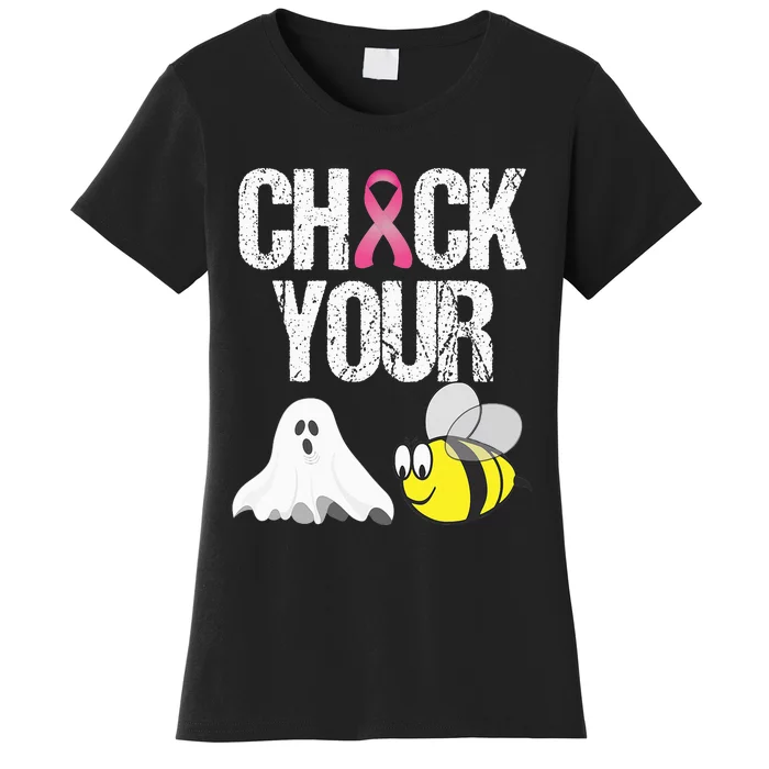 Check Your Boo Bees Funny Breast Cancer Halloween Gift Women's T-Shirt