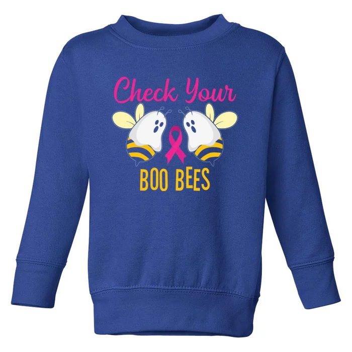 Check Your Boo Bees Breast Cancer Squad Tribe Funny Gift Toddler Sweatshirt