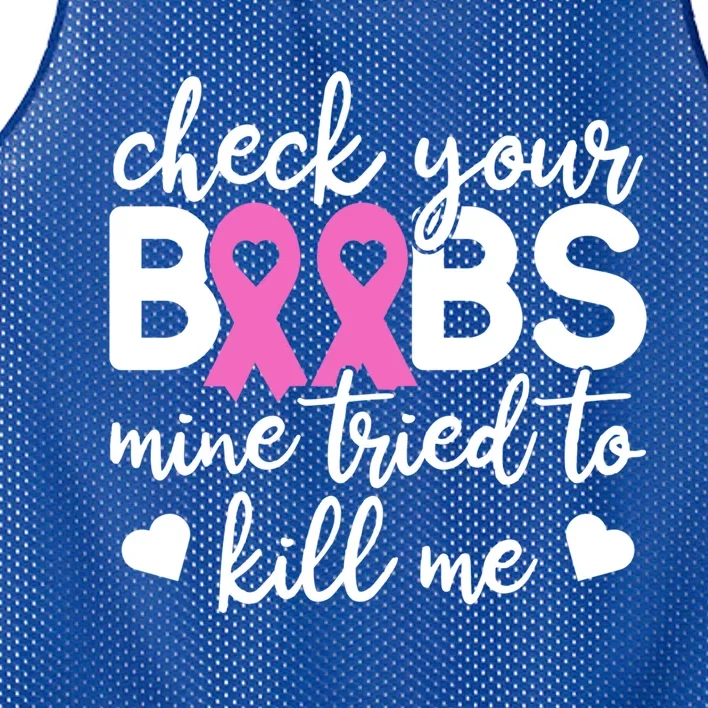 Check Your Boobies Breast Cancer Awareness Fight Cancer Gift Mesh Reversible Basketball Jersey Tank